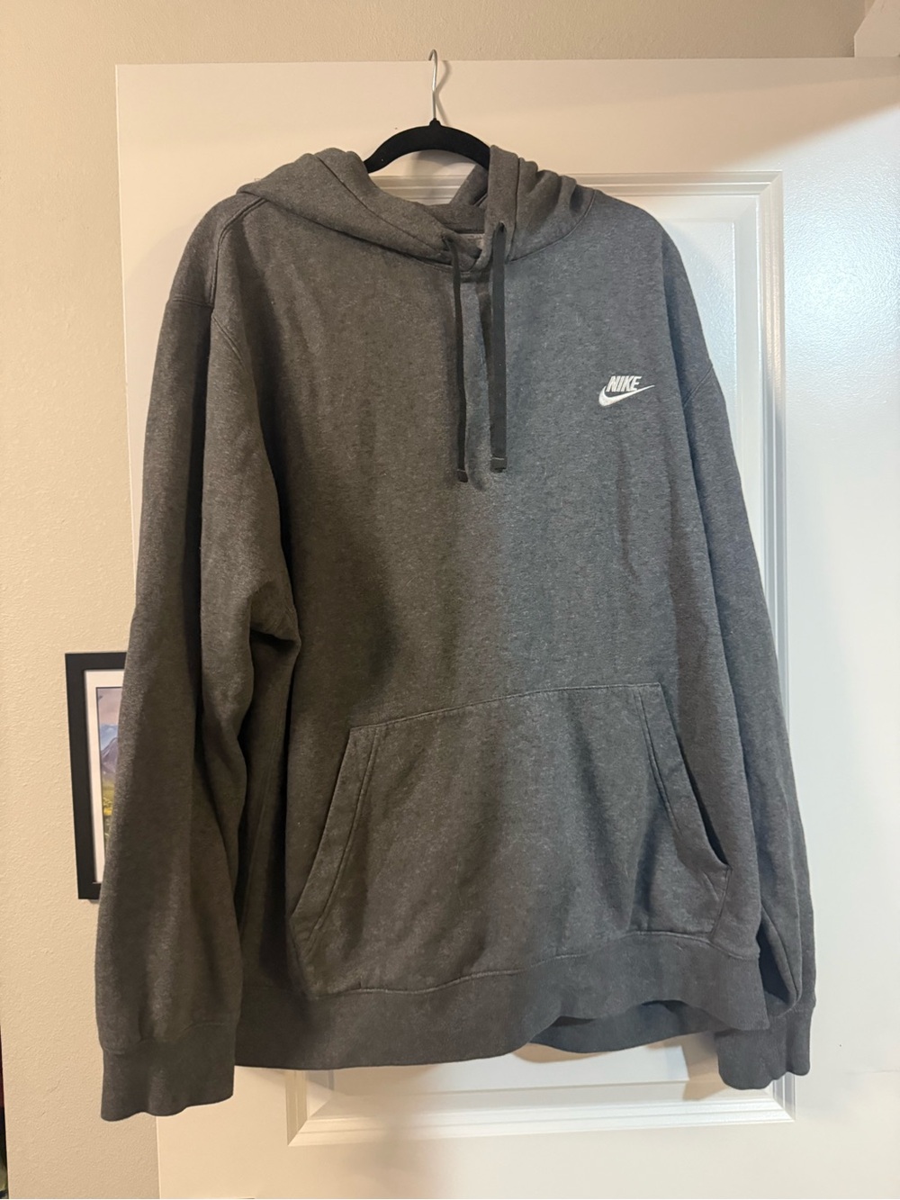 Nike Charcoal Gray Hoodie with White Logo